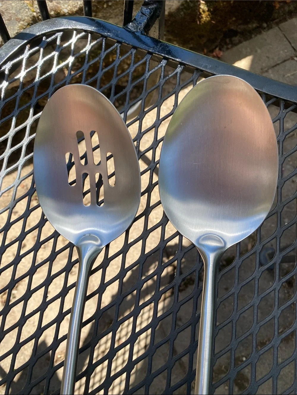 Stainless Steel Serving Spoons - Solid & Slotted Set used like new